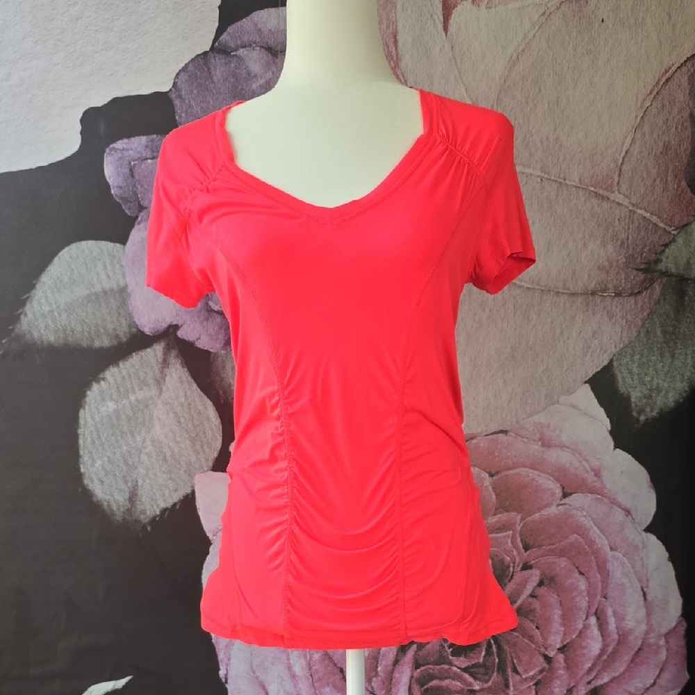 Women's V-Neck Ruched Pink Top